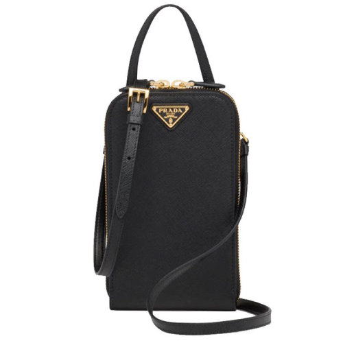 PRADA/普拉達(dá)  女士 女包 黑色皮革時尚斜挎包單肩包 $1BP027-NZV-F0002 HJH613FG