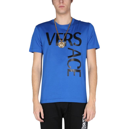 VERSACE/范思哲 男士藍色棉質圓領短袖T恤 10012881-A009221-U820