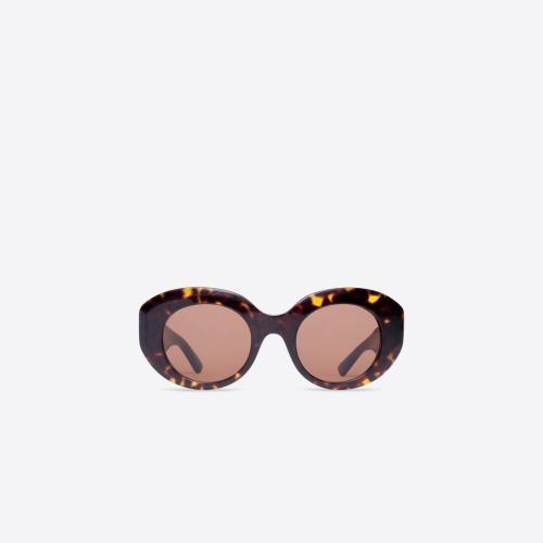  BALENCIAGA巴黎世家 22年秋冬 女士 太陽(yáng)眼鏡 Womens Rive Gauche Round Sunglasses in Havana