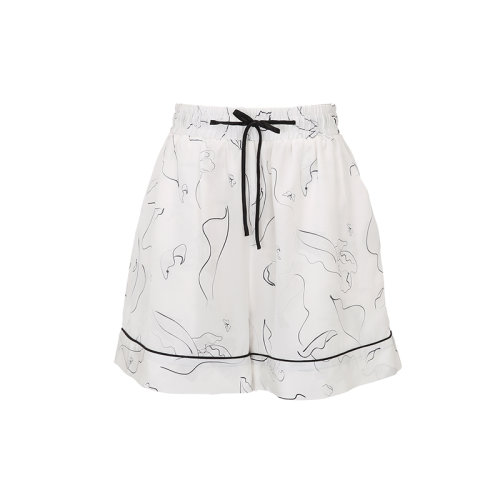 bifubyxingchen/彼伏女士線條真絲印花家居短褲女睡衣/家居服