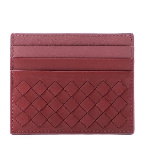 Bottega Veneta/葆蝶家  寶緹嘉女包 女士紅色羊皮編織時尚卡包小型皮具卡片夾 162150VAA0B6387