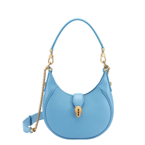 BVLGARI/寶格麗 22早春 新款SERPENTI ELLIPSE系列 女士小號(hào)藍(lán)色小牛皮蛇首搭扣單肩斜挎手提包291634