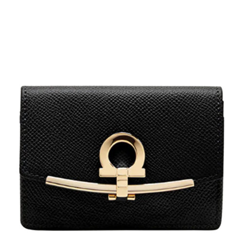 Salvatore Ferragamo/菲拉格慕 女士 女包 黑色皮革小型皮具零錢包 22D198 683350