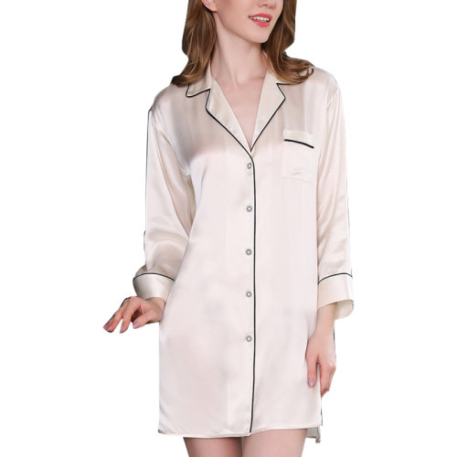 GeleiStory/GeleiStory  襯衫式睡裙性感家居服真絲睡衣女  女裝＞女士睡衣/家居服＞女睡衣/家居服