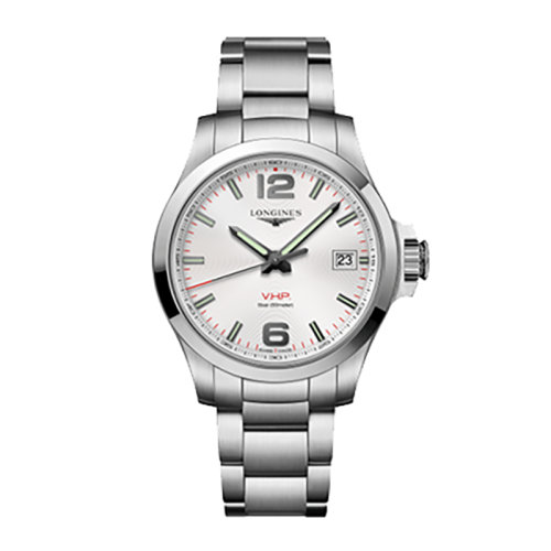 LONGINES/浪琴 康卡斯系列VHP 石英表鋼鏈銀犁表盤(pán)男表41毫米L3.716.4.76.6