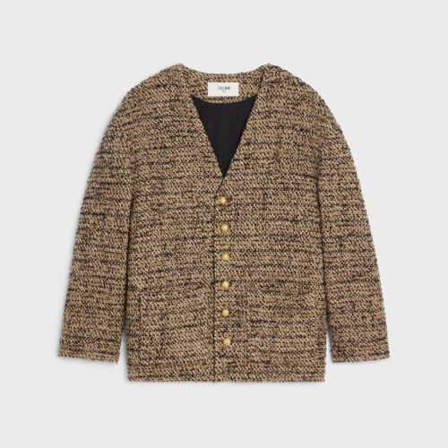  CELINE賽琳思琳 22年秋冬 女士 針織衫 長(zhǎng)款花呢開(kāi)衫 2V39J576R.19LE