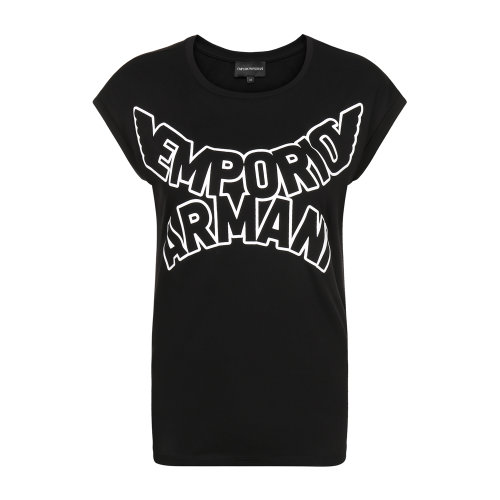 Emporio Armani/安普里奧阿瑪尼 黑色 女士品牌字母標識印花圓領短袖T恤 3H2T7S-2J53Z-0999