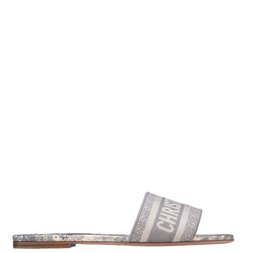 DIOR/迪奧 22年早春新款 DWAY系列 女士灰色棉質(zhì)刺繡茹伊印花LOGO涼拖KCQ209TJE_S21G