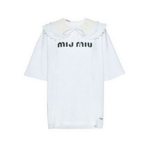  Miu Miu/繆繆 女士白色棉質(zhì)短袖T恤 MJN237-1XE0-F0009 PLFSX