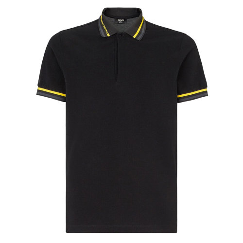 FENDI/芬迪 男士黑色棉質(zhì)短袖Polo衫FY0985AHC1F0QA1