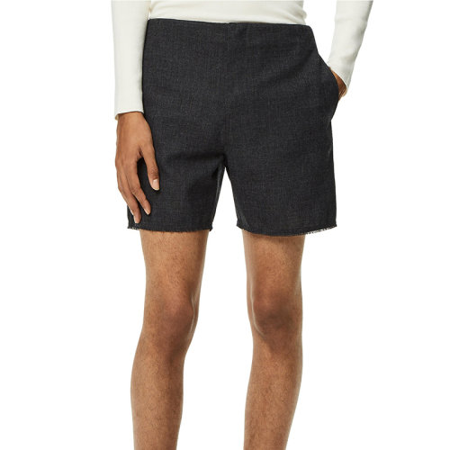 LOEWE/羅意威 22年秋冬新款 男士煤灰色純羊毛毛邊下擺短褲H526Y04WAW-1110