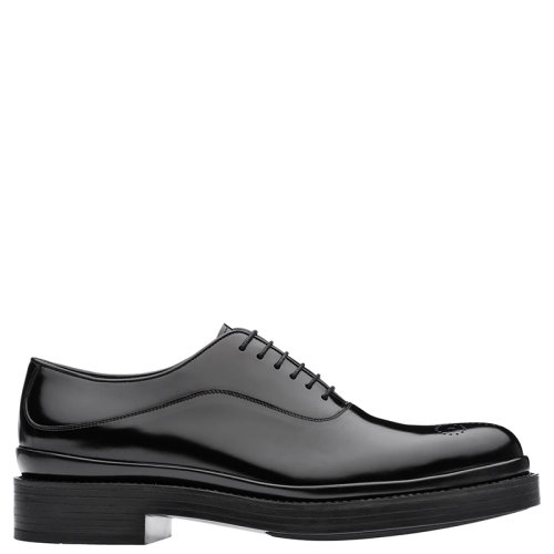 PRADA/普拉達(dá)  男士黑色亮面小牛皮系帶牛津鞋2EG188_055_F0002_F_G001