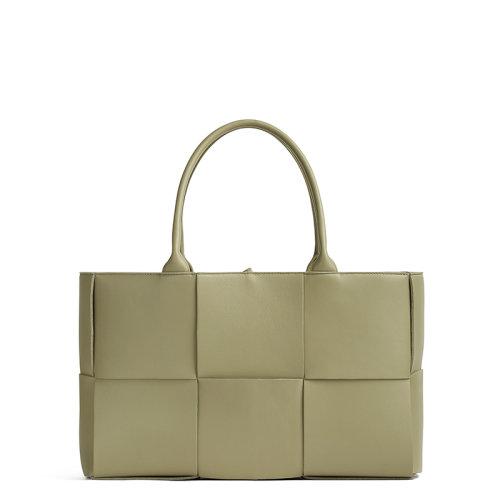 Bottega Veneta/葆蝶家 22新款Arco Tote系列 女士洞石綠色Intreccio編織粒面羊皮革手提托特包609175VCQC22916