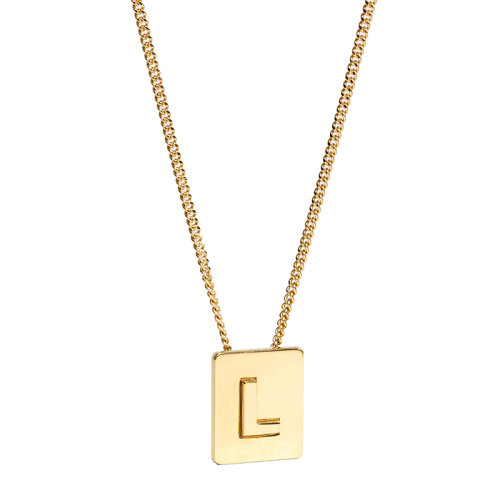CELINE/賽琳 經(jīng)典款A(yù)LPHABET系列 男女同款金色飾面黃銅字母L墜飾項(xiàng)鏈46N0L6BRA.35OR