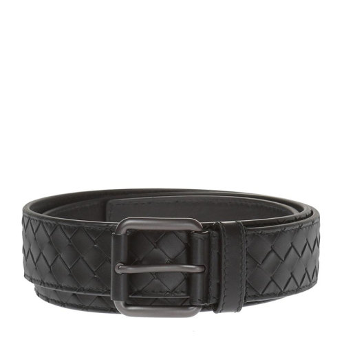 Bottega Veneta/葆蝶家 BV 男士黑色牛皮針扣腰帶商務(wù)休閑編織男款皮帶 407396-V4650-1000