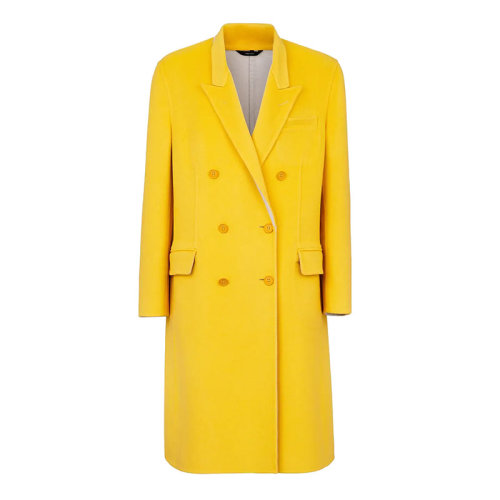 FENDI/芬迪  男士黃色羊絨雙排扣大衣FF0622A9C2F0599