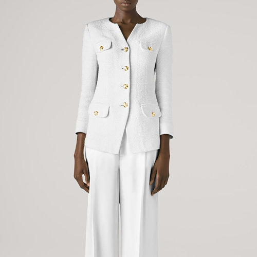 【21春夏新款】St.John/盛薔2021春季新款白色摩登休閑女士夾克外套K6130M1