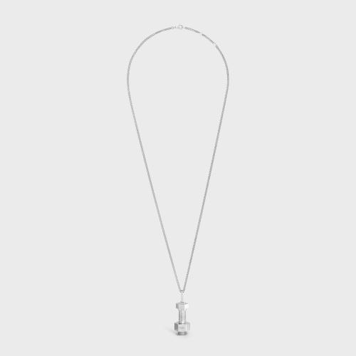  CELINE賽琳思琳 22年秋冬 男士 項鏈 CELINE銠銀色飾面銀質螺絲項鏈 46Z276SIL.36SI