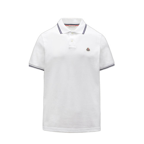 Moncler/蒙克萊       男士白色純棉短袖POLO衫G10918A7060084556001