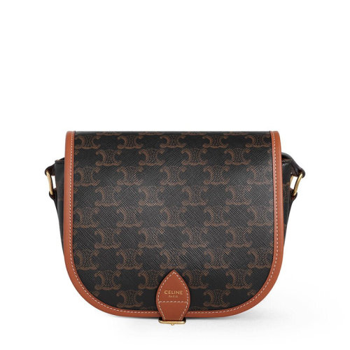 CELINE/賽琳 19秋冬新款Folco 女士中號拼色帆布單肩馬鞍包 191502BZJ.04LU