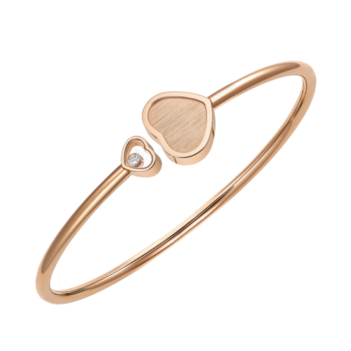  Chopard/蕭邦 HAPPY HEARTS系列 007詹姆斯邦德限量合作款 18K金玫瑰金金色的心鑲鉆手鐲 85A007-5020