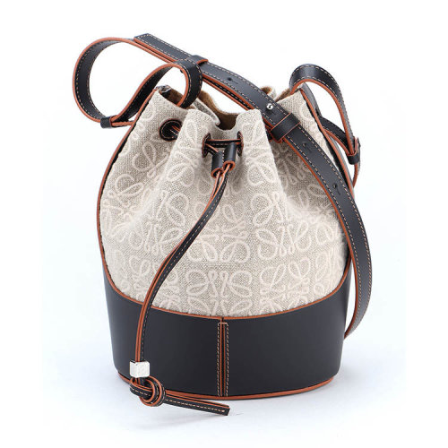 LOEWE/羅意威  女士 女包時尚百搭拼色織物配皮抽繩可調(diào)節(jié)肩帶斜挎單肩包 A710C31X14-2165