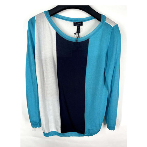 ARMANI JEANS/阿瑪尼牛仔拼色女士針織衫  V5W25WH Q8（瑕疵折扣）