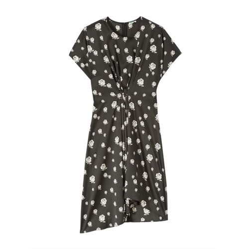 KENZO/高田賢三  凱卓女裙 女士玫瑰印花黑色不規(guī)則連衣裙 F952RO10954G.99