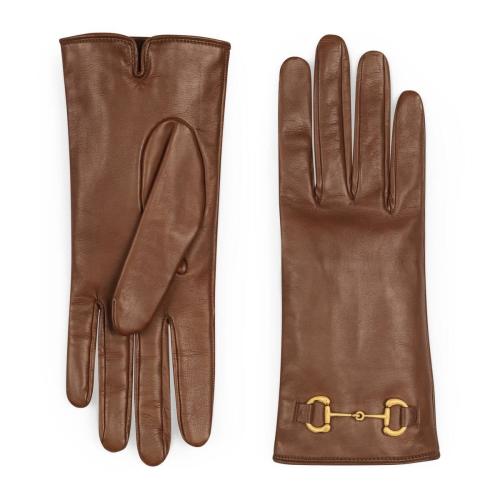  GUCCI古馳 22年秋冬 女士 馬銜扣皮革手套 603635 BAP00 2300