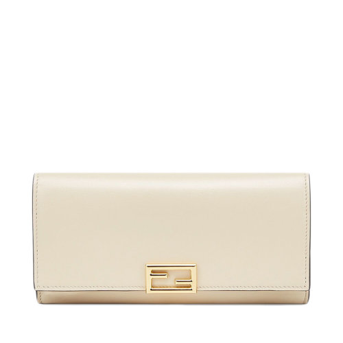FENDI/芬迪  CONTINENTAL系列 女士白色小牛皮按扣長款錢包8M0251AHM0F0VWM