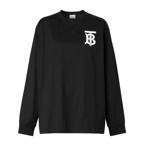 Burberry 博柏利 女士服裝 白色印花圖案圓領(lǐng)T恤 女士長袖T恤