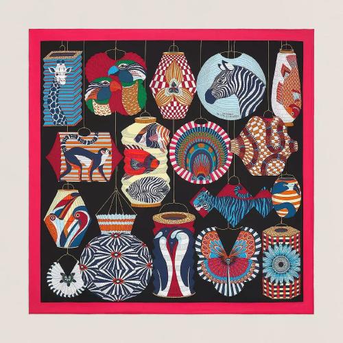  HERMES愛馬仕 22年秋冬 女士 圍巾 Carre 90 Lanternes， Ballons et Cocardes H003918S 09