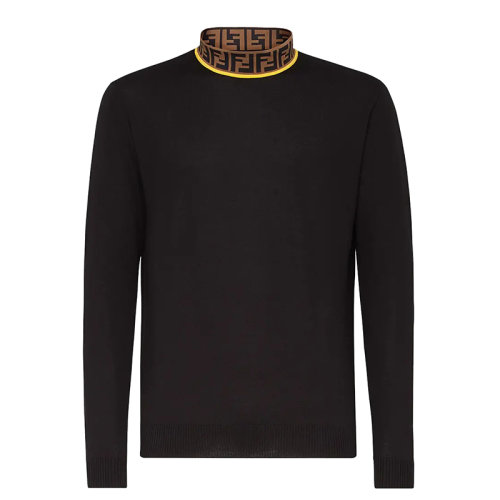 FENDI/芬迪  男士黑色羊毛高領(lǐng)長(zhǎng)袖毛衣FZZ411A4GCF0G8T