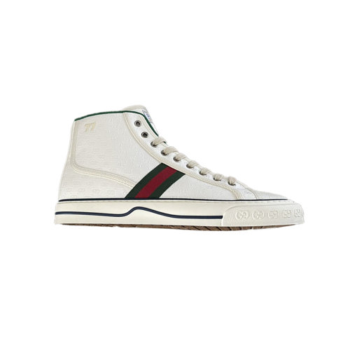 Gucci 古馳  男士白色1977高幫帆布休閑鞋