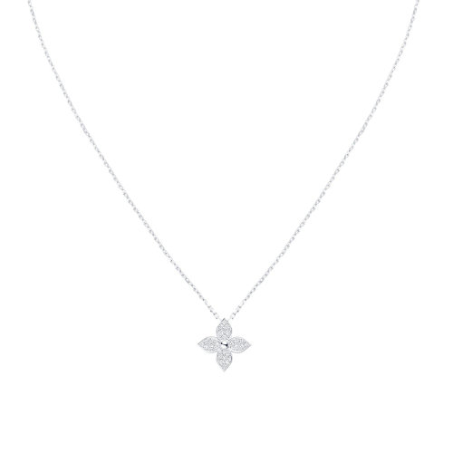 Louis Vuitton/路易威登 經(jīng)典款STAR BLOSSOM系列 18k金白金徽標(biāo)花朵造型吊飾鑲嵌24顆鉆石項(xiàng)鏈Q(jìng)93622