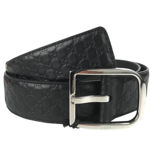 【微瑕疵】GUCCI/古馳  經(jīng)典腰帶 銀色針扣 皮質(zhì)GG壓花男士腰帶皮帶