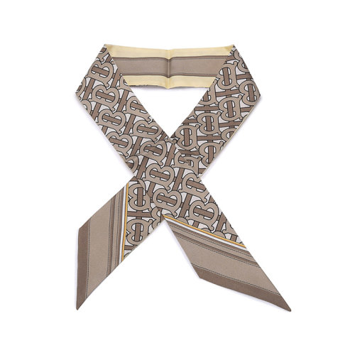 BURBERRY/博柏利【22春夏新款】女款桑蠶絲裝飾帶小領(lǐng)巾窄版絲巾典藏米色多色TB專屬標識 80426301