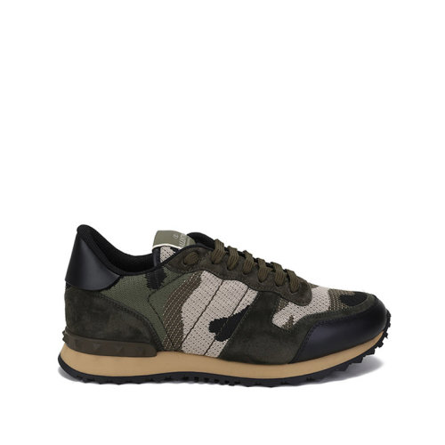 Valentino/華倫天奴 男士織物等多種材質(zhì)拼接Camouflage Rockrunner網(wǎng)眼系帶休閑運(yùn)動(dòng)鞋 WY2S0723 QRK