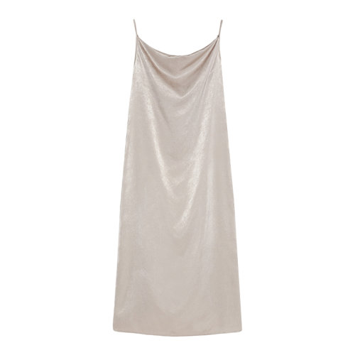 MaxMara/麥絲瑪拉 22年早春新款 GAETANA系列 女士粉色滌綸面料吊帶堆堆領(lǐng)長(zhǎng)款連衣裙3221012606001