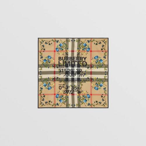  BURBERRY 22年秋冬 女士 蒙太奇印花絲質(zhì)方巾 80608251