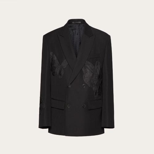  VALENTINO華倫天奴 22年秋冬 男士 夾克 VESTE CROISéE EN LAINE A_VEC BRODERIE VALENTINO U