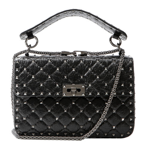 Valentino/華倫天奴 女士黑色牛皮中號(hào)單肩包 RW2B0122-ARD-0NO