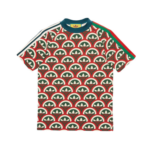 GUCCI/古馳 22年秋冬新款 adidas聯(lián)名系列 男士紅色/綠色棉質(zhì)混紡聯(lián)名Logo老花印花短袖T恤???692114XJEMK6208