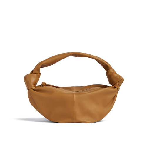 Bottega Veneta/葆蝶家 22新款 女士焦糖色小牛皮皮革雙結(jié)手提包629635V1BW09830