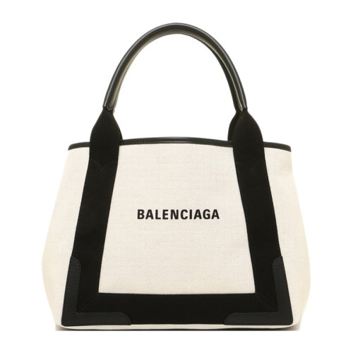 Balenciaga/巴黎世家 女士帆布/牛皮LOGO標(biāo)識(shí)拼色手提包帆布包沙灘包