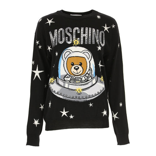 MOSCHINO/莫斯奇諾  女士黑色羊毛太空小熊圖案針織衫/毛衣 90554011555