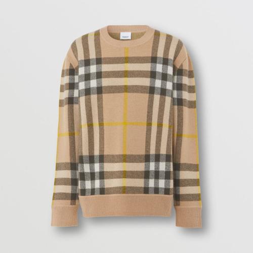  BURBERRY 22年秋冬 男士 格紋羊絨提花針織衫 80549201