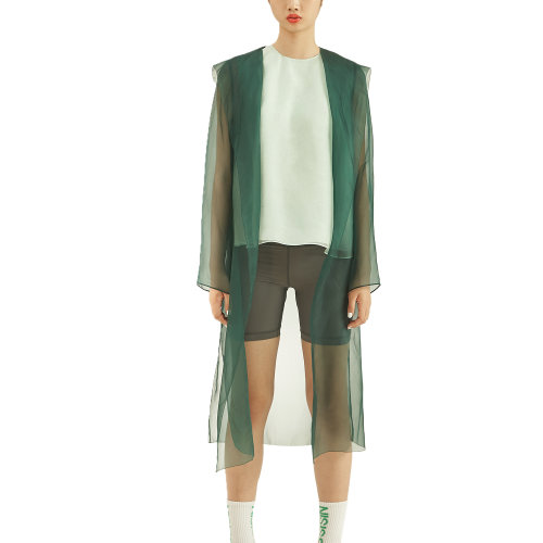 nisiss/怡夕長款柯根紗連帽大衣女士大衣n162ak29-a