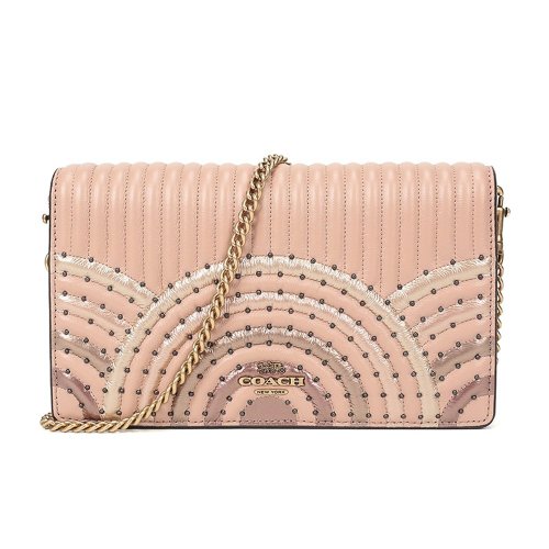 COACH/蔻馳 女士皮革鉚釘裝飾皮質(zhì)手拿包單肩斜挎包 68844