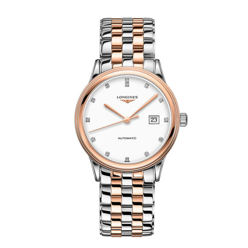 LONGINES/浪琴  軍旗系列精鋼和紅色PVD涂層表盤鑲鉆自動機(jī)械男士腕表40毫米 L4.984.3.99.7